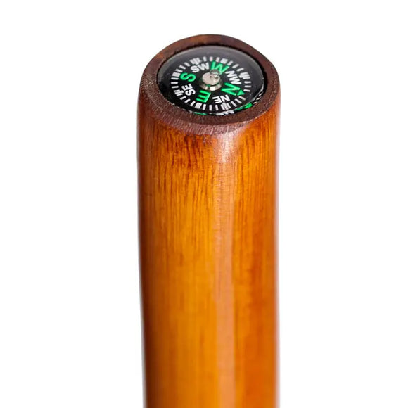 Dark Brown Mountain Cane with Compass