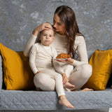 Menique Womens Baselayer Set - Merino Thermal Long Sleeve & Bottom 2-Piece Set - Natural Colour