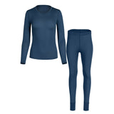Menique Womens Baselayer Set - Merino Thermal Long Sleeve & Bottom 2-Piece Set - Natural Colour