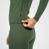 Menique Womens Baselayer Set - Merino Thermal Long Sleeve & Bottom 2-Piece Set - Dark Green
