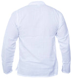 Gheri Mens Shirt - Plain Cotton Lightweight Long Sleeve Grandad Collar