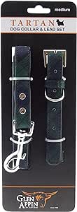 Glen Appin Lovely Blackwatch Tartan Dog Lead and Collar Set (Large)