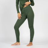 Menique Womens Baselayer Set - Merino Thermal Long Sleeve & Bottom 2-Piece Set - Dark Green