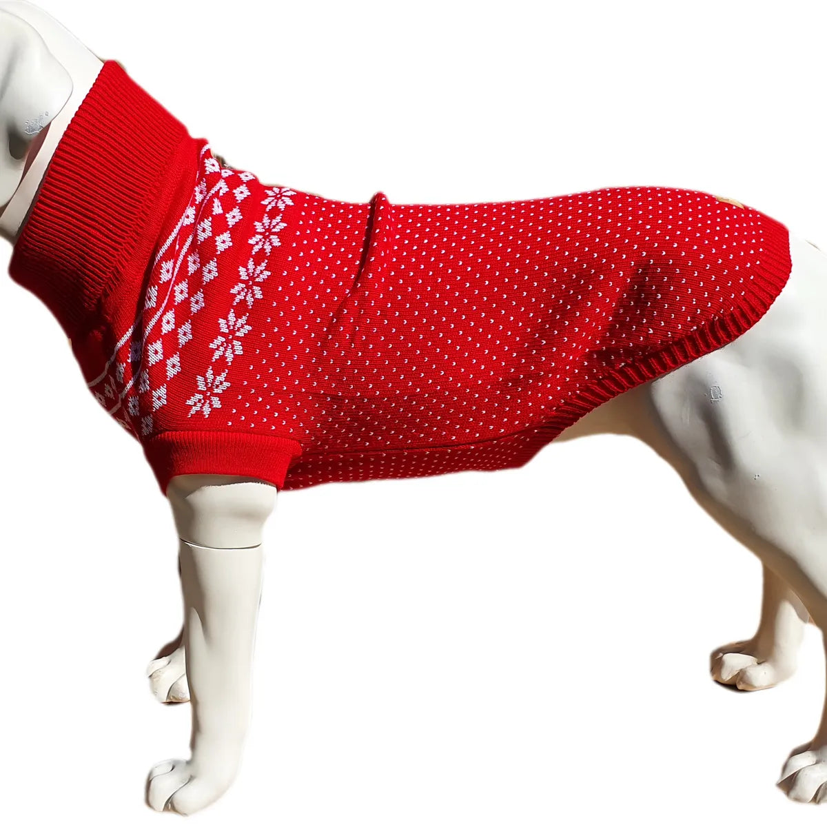 The Bailey Fairisle Dog Jumper - White on Red