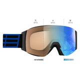 Salice Adults Ski & Board Goggles - 105 DARWX Double Antifog Blue Mirror Adaptive Black/Blue Strap S1-S3