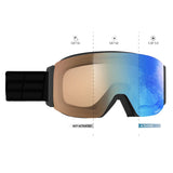 Salice Adults Ski & Board Goggles - 105 DARWX Double Antifog Blue Mirror Adaptive Black Strap S1-S3