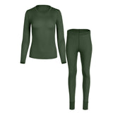 Menique Womens Baselayer Set - Merino Thermal Long Sleeve & Bottom 2-Piece Set - Dark Green
