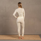 Menique Womens Baselayer Set - Merino Thermal Long Sleeve & Bottom 2-Piece Set - Natural Colour