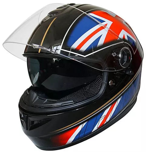 Leopard Hunter Full Face DVS Motorbike Helmet - Union Jack (UK)